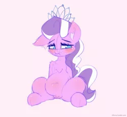 Size: 1555x1432 | Tagged: safe, artist:n0nnny, derpibooru import, diamond tiara, earth pony, pony, belly, belly button, blushing, chest fluff, chubby, chubby cheeks, chubby diamond, fat, female, filly, simple background, solo, white background