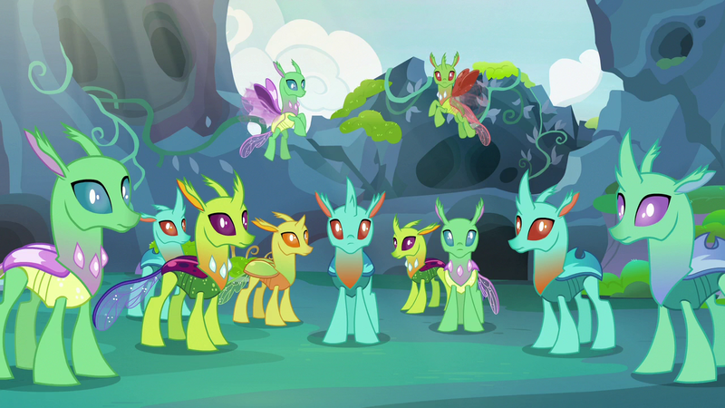 Size: 1280x720 | Tagged: background changeling, changedling, changeling, changeling hive, clypeus, cornicle, crowd, derpibooru import, looking at you, safe, screencap, to change a changeling