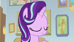Size: 1280x720 | Tagged: safe, derpibooru import, screencap, starlight glimmer, pony, unicorn, marks for effort, :i, animated, chocolate, cup, drinking, empathy cocoa, faic, floppy ears, food, guidance counselor, hot chocolate, i mean i see, solo, sound, stare, starlight's office, webm