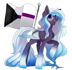 Size: 3708x3600 | Tagged: safe, artist:skylacuna, derpibooru import, oc, oc:frost bite, pegasus, pony, asexual pride flag, female, flag, high res, mare, pride, simple background, solo, transparent background, two toned wings