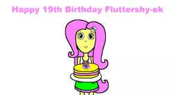 Size: 1374x748 | Tagged: safe, artist:samueljcollins1990, derpibooru import, fluttershy, equestria girls, birthday, birthday cake, cake, food, happy birthday