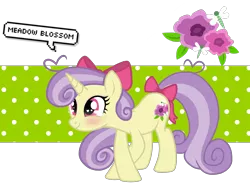 Size: 2934x2280 | Tagged: safe, artist:chococakebabe, derpibooru import, oc, oc:meadow blossom, unofficial characters only, pony, unicorn, blushing, bow, female, hair bow, heart eyes, high res, mare, simple background, solo, tail bow, transparent background, wingding eyes