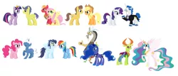 Size: 3528x1508 | Tagged: safe, artist:roseprincessmitia, derpibooru import, applejack, big macintosh, caramel, comet tail, discord, fancypants, fluttershy, pinkie pie, pokey pierce, princess celestia, princess luna, rainbow dash, rarity, soarin', thorax, twilight sparkle, twilight sparkle (alicorn), alicorn, changedling, changeling, carajack, cometlight, female, fluttermac, king thorax, lunacord, male, new crown, pokeypie, raripants, shipping, simple background, soarindash, straight, thoralestia, white background