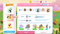 Size: 1280x720 | Tagged: safe, derpibooru import, aloe, comet tail, filthy rich, lily, lily valley, lyra heartstrings, mayor mare, bugbear, earth pony, pony, unicorn, female, flameless fireworks, game screencap, gameloft, male, mare, stallion