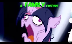 Size: 1440x900 | Tagged: a family picture, clone, derpibooru import, dying, edit, edited screencap, exploitable meme, imminent death, mean twilight sparkle, melting, meme, nightmare fuel, safe, screencap, solo, text, the mean 6, you know for kids, you ruined everything