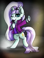 Size: 1129x1500 | Tagged: artist:deraniel, clothes, coloratura, countess coloratura, derpibooru import, ear fluff, fluffy, one eye closed, safe, singing, standing, wink