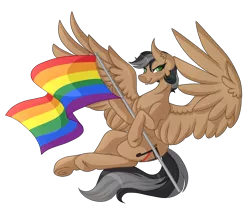 Size: 5954x5073 | Tagged: safe, artist:amazing-artsong, derpibooru import, oc, oc:artsong, unofficial characters only, pegasus, pony, absurd resolution, female, gay pride flag, mare, pride, pride flag, simple background, smiling, solo, transparent background