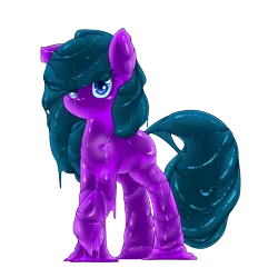 Size: 1846x1847 | Tagged: safe, artist:slimedrippy, derpibooru import, oc, oc:drippy, unofficial characters only, goo, goo pony, original species, pony, blue eyes, female, monster mare, simple background, slime, solo, standing, transparent background