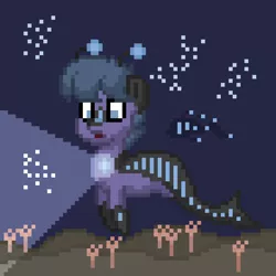 Size: 700x700 | Tagged: alien, artist:radical user 76, bioluminescent, derpibooru import, oc, oc:chorn obil, original species, pixel art, safe, shark, solo