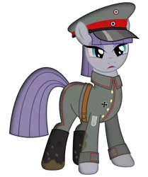 Size: 2502x3000 | Tagged: dead source, safe, artist:brony-works, derpibooru import, part of a set, maud pie, pony, bloodshot eyes, boots, clothes, german, high res, iron cross, military, military uniform, mud, scar, shoes, simple background, solo, transparent background, uniform, vector, world war i