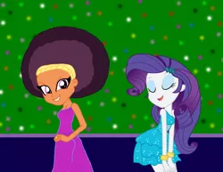 Size: 3300x2550 | Tagged: safe, artist:ktd1993, artist:mixiepie, derpibooru import, rarity, saffron masala, equestria girls, afro, equestria girls-ified, fall formal outfits, female, lesbian, raffron, shipping