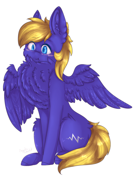 Size: 1381x1753 | Tagged: safe, artist:angelic-shield, derpibooru import, oc, oc:cloud quake, unofficial characters only, pegasus, pony, blushing, chest fluff, commission, cute, fluffy, impossibly large chest fluff, male, simple background, solo, stallion, transparent background