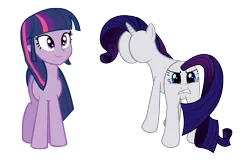 Size: 1646x1056 | Tagged: safe, artist:php50, derpibooru import, rarity, twilight sparkle, human head pony, unicorn, equestria girls, assface, female, not salmon, simple background, transparent background, wat