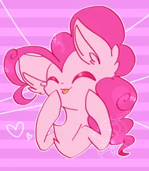 Size: 600x690 | Tagged: safe, artist:jisuppe, derpibooru import, pinkie pie, pony, :p, bust, chest fluff, cute, diapinkes, ear fluff, eyes closed, heart, portrait, solo, tongue out