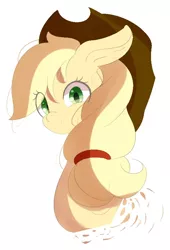 Size: 556x819 | Tagged: safe, artist:tohupo, derpibooru import, applejack, earth pony, pony, bust, cute, eye clipping through hair, female, jackabetes, looking at you, mare, portrait, simple background, solo, white background