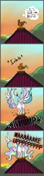 Size: 3100x12400 | Tagged: safe, artist:greyscaleart, derpibooru import, princess celestia, alicorn, bird, pony, absurd resolution, barn, behaving like a bird, comic, derp, dialogue, funny, implied death, majestic as fuck, morning, raising the sun, rooster, screaming, sky, smiling, speech bubble, spread wings, stomping, sun work, sunglasses, sunrise, thought bubble, trampling, unexpected, wake up, what a twist, wide eyes, wings