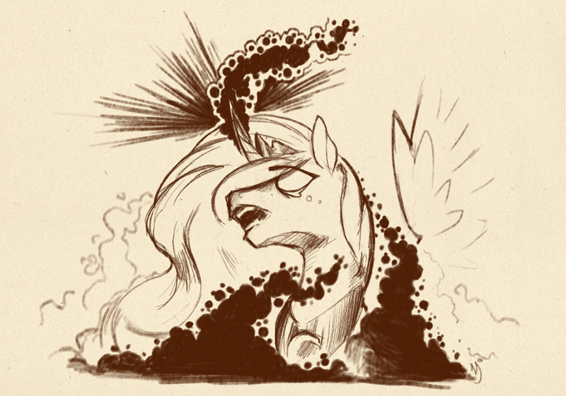 Size: 984x690 | Tagged: artist:skrapbox, derpibooru import, magic, monochrome, princess luna, safe, sketch, solo