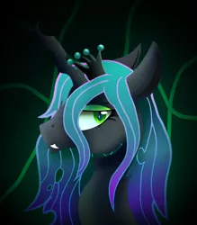 Size: 1050x1200 | Tagged: artist:chaosmauser, bust, changeling, derpibooru import, portrait, queen chrysalis, safe, smiling, solo, source needed