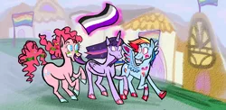 Size: 1024x500 | Tagged: safe, artist:the-wasted-youth, derpibooru import, pinkie pie, rainbow dash, twilight sparkle, twilight sparkle (alicorn), alicorn, aromantic, aromantic pride flag, asexual, asexual pride flag, female, flag, gay pride flag, lesbian pride flag, pansexual, pansexual pride flag, pride, pride month, rainbow flag, twinkie