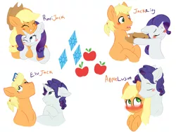 Size: 6000x4500 | Tagged: safe, artist:chub-wub, derpibooru import, applejack, rarity, absurd resolution, applejack (male), applelusive, applelusive (straight), cute, elusive, female, gay, half r63 shipping, jackabetes, lesbian, male, raribetes, rarijack, rarijack (straight), rule 63, rule63betes, shipping, simple background, stallion, straight, white background