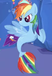 Size: 277x406 | Tagged: safe, artist:user15432, derpibooru import, rainbow dash, pegasus, pony, seapony (g4), my little pony: the movie, spoiler:my little pony the movie, enjoy dressup, fin wings, fins, fish tail, sea ponies, seaponified, seapony rainbow dash, species swap