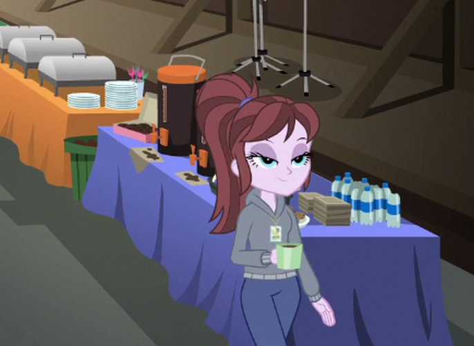 Size: 686x500 | Tagged: safe, derpibooru import, screencap, coffee rush, equestria girls, movie magic, spoiler:eqg specials, bottle, coffee cup, coffee mug, cropped, cup, drink, female, food, lidded eyes, mineral water, mug, water bottle