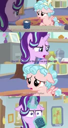 Size: 960x1800 | Tagged: safe, derpibooru import, edit, edited screencap, editor:lyinx, screencap, cozy glow, starlight glimmer, pony, marks for effort, absurd, comic, cup, dialogue, discovery family logo, female, filly, i am your father, i mean i see, insane troll logic, magic, mare, meme, screencap comic, star wars, text, the empire strikes back, what a twist
