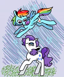 Size: 1064x1280 | Tagged: artist:swineburst, cute, derpibooru import, flying, friendshipping, looking at each other, rainbow dash, rarity, safe, stars