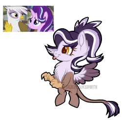 Size: 2395x2353 | Tagged: safe, artist:squeakshimi, derpibooru import, gilda, starlight glimmer, oc, gryphon, hippogriff, female, high res, interspecies offspring, magical lesbian spawn, offspring, parent:gilda, parent:starlight glimmer, parents:gimmer, simple background, tongue out, transparent background