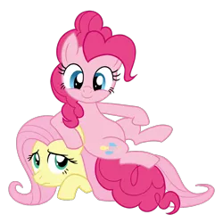 Size: 1600x1600 | Tagged: safe, artist:sazanamibd, derpibooru import, fluttershy, pinkie pie, earth pony, pegasus, pony, duo, female, looking at you, mare, simple background, transparent background