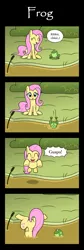 Size: 800x2376 | Tagged: safe, artist:sazanamibd, derpibooru import, fluttershy, frog, pegasus, pony, 4koma, comic, diving, faceplant, fail, female, froggy bottom bog, jumping, mare, mud, solo, swamp