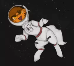 Size: 1105x984 | Tagged: artist:marsminer, astronaut, derpibooru import, floating, oc, oc:venus spring, safe, smiling, solo, space, spacesuit, stars, unofficial characters only