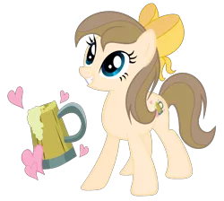 Size: 2244x2008 | Tagged: safe, artist:galaxynightyt, derpibooru import, oc, oc:sweet cider, earth pony, pony, bow, cutie mark, female, hair bow, heart, high res, mare, offspring, parent:applejack, parent:caramel, parents:carajack, simple background, solo, transparent background