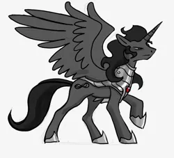 Size: 739x672 | Tagged: safe, artist:derangedhyena, derpibooru import, king sombra, armor, chestplate, clothes, croupiere, cutie mark, flanchards, gorget, image, png, saddle, shoes, simple background, sombra's cutie mark, sombracorn, tack, tumblr, white background