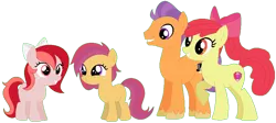 Size: 958x429 | Tagged: apple bloom, artist:margaretlovez, derpibooru import, family, female, male, offspring, parent:apple bloom, parents:tenderbloom, parent:tender taps, safe, shipping, simple background, straight, tenderbloom, tender taps, transparent background