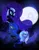 Size: 759x966 | Tagged: safe, artist:artghst, derpibooru import, nightmare moon, princess luna, alicorn, pony, bust, ethereal mane, female, folded wings, helmet, image, lunar trinity, mare, mare in the moon, moon, multeity, png, s1 luna, smiling, space, spread wings, stars, three luna moon, three wolf moon, trio, wings