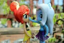 Size: 6000x4000 | Tagged: safe, artist:artofmagicpoland, derpibooru import, sunset shimmer, trixie, equestria girls, boop, cute, doll, equestria girls minis, got your nose, shimmerbetes, toy