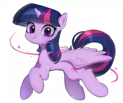 Size: 1024x866 | Tagged: safe, artist:9seconds, derpibooru import, twilight sparkle, twilight sparkle (alicorn), alicorn, pony, cute, female, looking at you, mare, side view, simple background, smiling, solo, spread wings, white background, wings