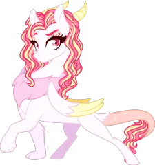 Size: 1008x1075 | Tagged: safe, artist:whalepornoz, derpibooru import, oc, oc:princess pinkprint, unofficial characters only, hybrid, adoptable, female, interspecies offspring, offspring, parent:discord, parent:princess celestia, parents:dislestia, pose, simple background, solo, transparent background