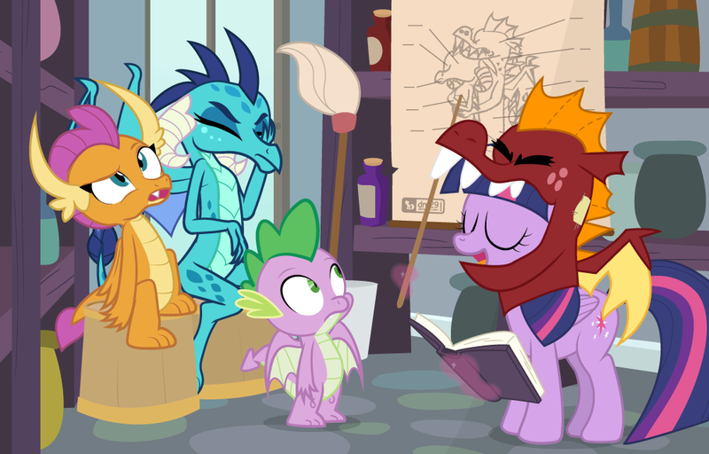 Size: 1000x640 | Tagged: safe, artist:dm29, derpibooru import, garble, princess ember, smolder, spike, twilight sparkle, twilight sparkle (alicorn), alicorn, dragon, pony, broom closet, clothes, costume, dragon costume, facepalm, winged spike