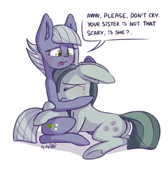Size: 1536x1600 | Tagged: safe, artist:dsp2003, derpibooru import, limestone pie, marble pie, earth pony, pony, blushing, comforting, comic, crying, cute, daaaaaaaaaaaw, dialogue, duo, duo female, female, floppy ears, hnnng, hug, marblebetes, mare, open mouth, pie sisters, plot, prone, sad, sadorable, siblings, simple background, single panel, sisters, sitting, transparent background, underhoof, wavy mouth