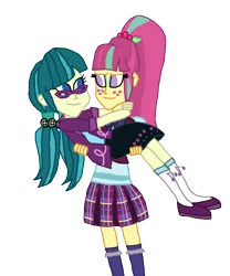 Size: 1800x2164 | Tagged: safe, artist:bigpurplemuppet99, derpibooru import, juniper montage, sour sweet, equestria girls, bridal carry, crack shipping, female, junipersweet, lesbian, shipping, simple background, transparent background