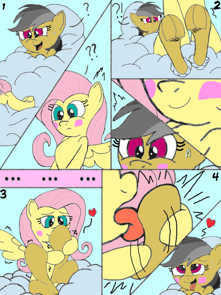 Size: 1104x1472 | Tagged: suggestive, artist:darkknighthoof, artist:icey-wicey-1517, color edit, derpibooru import, edit, daring do, fluttershy, pegasus, pony, ahegao, blushing, cloud, colored, comic, crack shipping, daringshy, erotic tickling, exclamation point, female, females only, fetish, frog (hoof), heart, hoof fetish, hoof tickling, hoof worship, hooves, interrobang, lesbian, licking, mare, mind break, open mouth, question mark, recolor, shipping, smiling, smirk, spread wings, sweat, tickle fetish, tickle fight, tickling, tongue out, underhoof, wingboner, wings, wrinkles