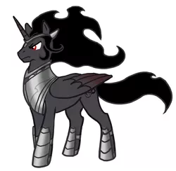 Size: 665x649 | Tagged: safe, artist:derangedhyena, derpibooru import, king sombra, alicorn, pony, alicornified, armor, boots, chestplate, clothes, crown, cutie mark, folded wings, gorget, helmet, image, jewelry, jpeg, male, mysterious, race swap, regal, regalia, shoes, simple background, solo, sombra's cutie mark, sombracorn, stallion, tumblr, white background, wings