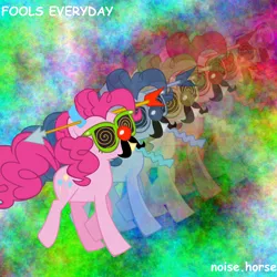 Size: 2000x2000 | Tagged: artist needed, safe, derpibooru import, pinkie pie, earth pony, pony, album, album cover, arrow, bandcamp, clown nose, facial hair, glasses, groucho mask, moustache, music, noise.horse, party horn, solo, trippy