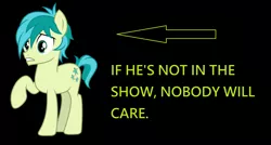 Size: 1952x1048 | Tagged: safe, derpibooru import, sandbar, pony, spoiler:s08, black background, downvote bait, sandabuse, simple background, solo