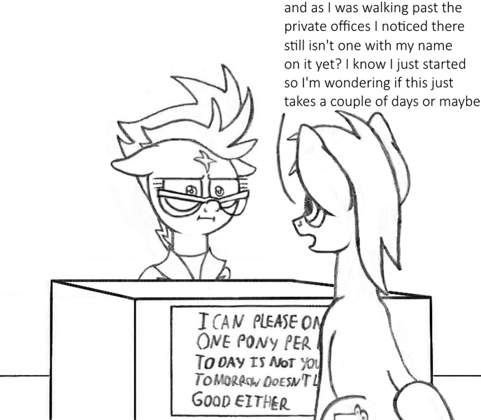 Size: 750x654 | Tagged: artist:dsb71013, comic, derpibooru import, glasses, :i, i mean i see, marks for effort, monochrome, not spitfire, oc, oc:brisk iron, oc:night cap, safe, unofficial characters only