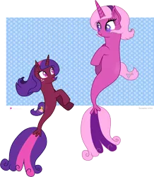 Size: 8946x10249 | Tagged: safe, artist:illumnious, derpibooru import, oc, oc:aura midnight, oc:flares midnight, unofficial characters only, pony, seapony (g4), unicorn, absurd resolution, anatomically incorrect, female, hairband, incorrect leg anatomy, seaponified, simple background, species swap, transparent background, vector