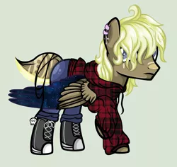 Size: 3552x3360 | Tagged: safe, artist:xxreddevil12xx, derpibooru import, oc, oc:tate langdon, pegasus, pony, clothes, converse, deer tail, high res, jacket, male, shoes, simple background, solo, stallion, two toned wings