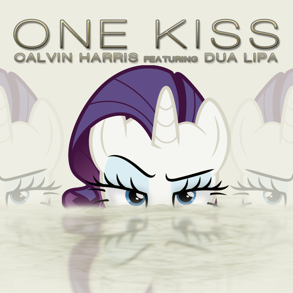 Size: 800x800 | Tagged: safe, artist:dashiesparkle, artist:penguinsn1fan, derpibooru import, rarity, pony, calvin harris, cover, dua lipa, one kiss, solo